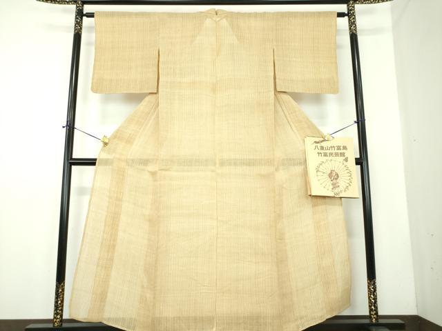平和屋着物*夏物 竹富芭蕉布 縞 芭蕉糸×綿 梱包紙付き 逸品 DABD1873ps
