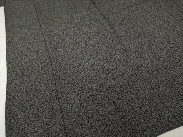 平和屋着物●江戸小紋 花尽くし 紫黒色地 ロング丈 正絹 逸品 AABH4598ck