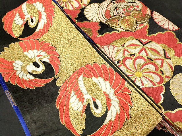 平和屋本店■子供帯 まとめて 35点 鳳凰 鶴 向かい蝶 更紗 花柄 七宝 楽器 アンティーク 金銀糸 など 着用可能多数 未使用品あり ppp3532