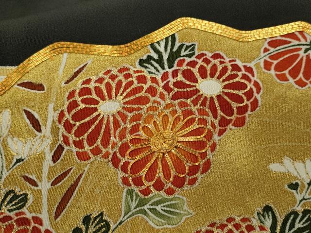 平和屋着物■豪華黒留袖 駒刺繍 扇面吉祥草花文 金彩 正絹 逸品 CABD9941ze