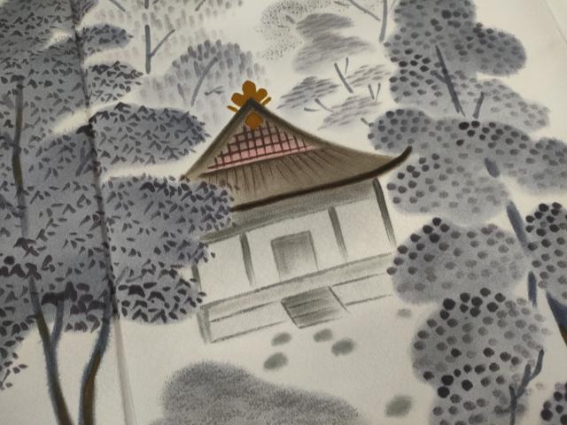 平和屋着物■訪問着 手描き 風景文 暈し染め 正絹 逸品 CABD9947ze
