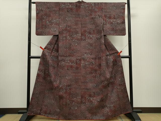 平和屋着物■上質な小紋 霞動物吉祥花唐草文 正絹 逸品 CABD9924ze