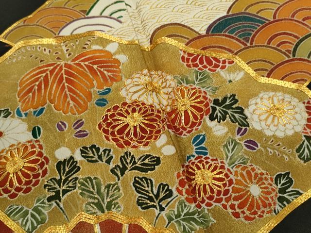 平和屋着物■豪華黒留袖 駒刺繍 扇面吉祥草花文 金彩 正絹 逸品 CABD9941ze