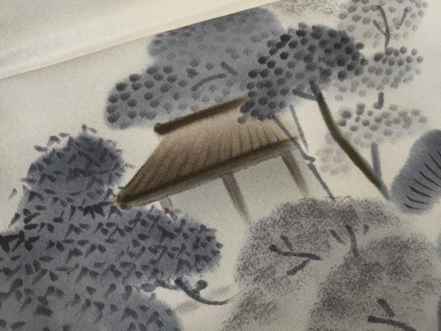平和屋着物■訪問着 手描き 風景文 暈し染め 正絹 逸品 CABD9947ze