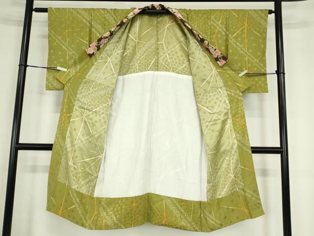 平和屋着物●長襦袢 無双仕立て 麻の葉舞桜文 正絹 逸品 DABC3939az