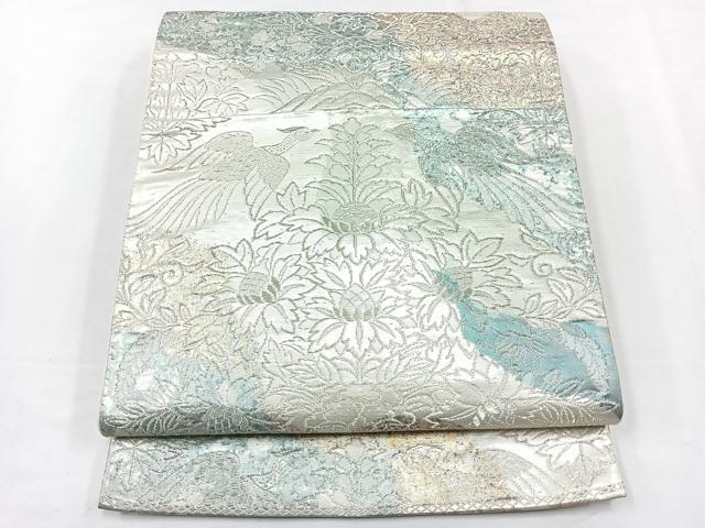 平和屋着物＊夏物　六通柄袋帯　草花文　銀糸　正絹　逸品　DAAX5691cm 平和屋着物＊夏物 六通柄袋帯 草花文 銀糸 正絹 逸品 DAAX5691cmの通販