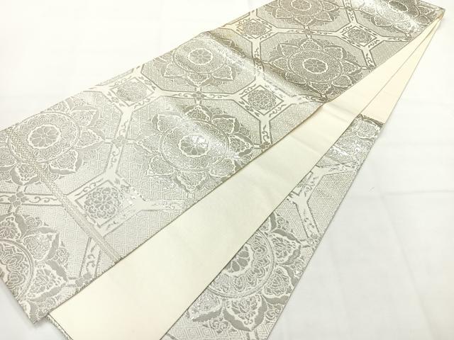 平和屋着物◎六通柄袋帯 蜀江花文 純プラチナ箔 正絹 逸品 AABH5448uk
