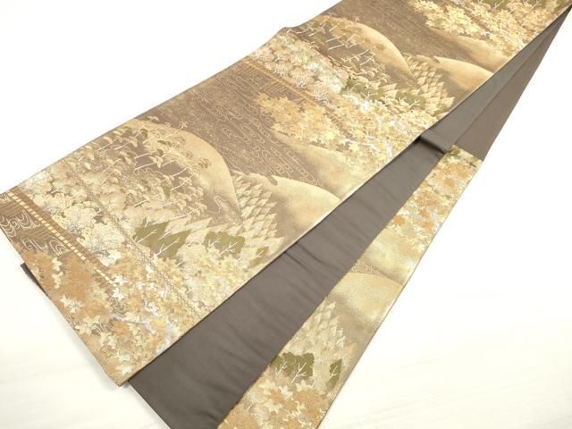 平和屋着物◎六通柄袋帯 遠山風景文 金銀糸 正絹 逸品 DABE2162xg