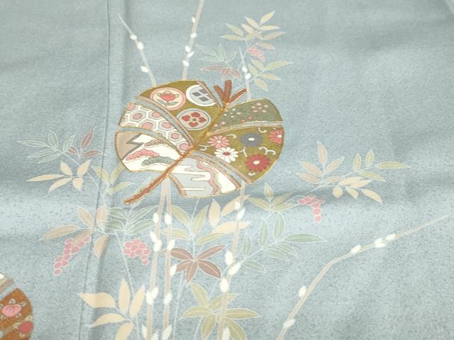 平和屋着物●訪問着 駒刺繍 草花文 金彩 高島屋扱い 正絹 逸品 未使用 DABD9097ud