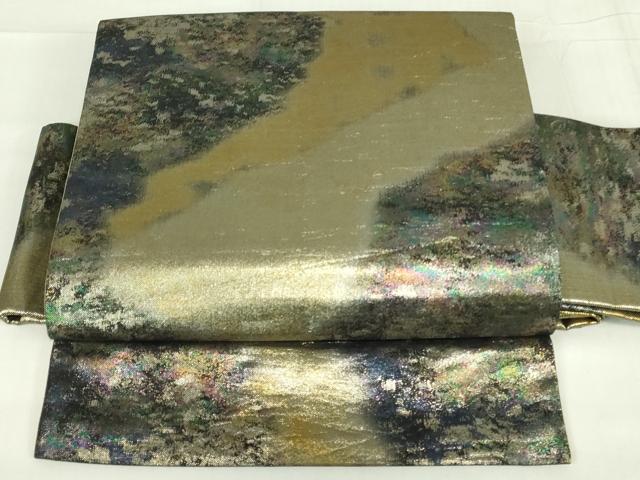 平和屋着物◎つけ帯 霞文 金糸 引箔 正絹 逸品 DABC9907qp