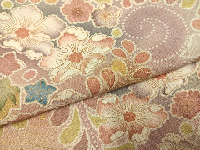 平和屋着物●訪問着 絞り 辻が花 暈し染め 金彩 正絹 逸品 AABH4690fy