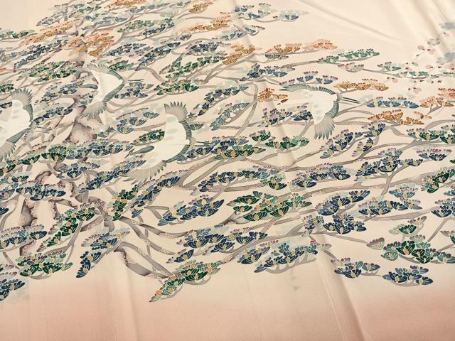 平和屋着物●訪問着 友禅 作家物 花鳥文 暈し染め 正絹 逸品 AABH4702fy