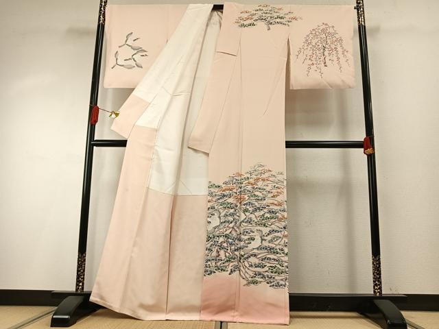 平和屋着物●訪問着 友禅 作家物 花鳥文 暈し染め 正絹 逸品 AABH4702fy