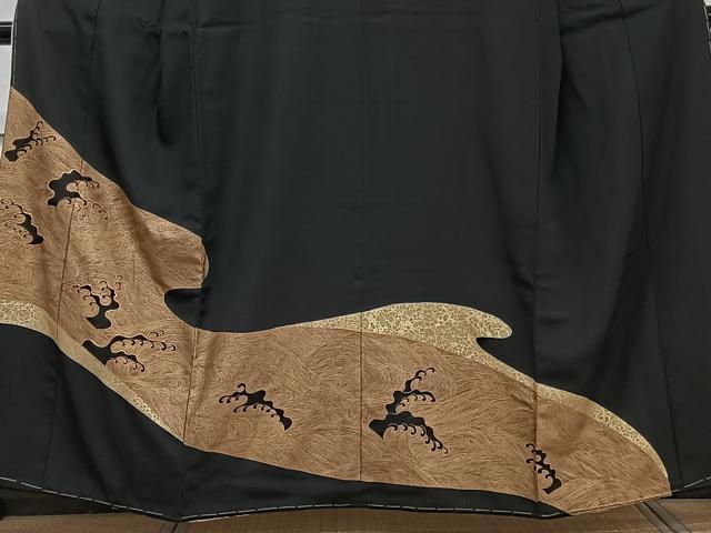 平和屋着物■豪華黒留袖 駒刺繍 立波文 金彩 正絹 逸品 未使用 CABE9633xi
