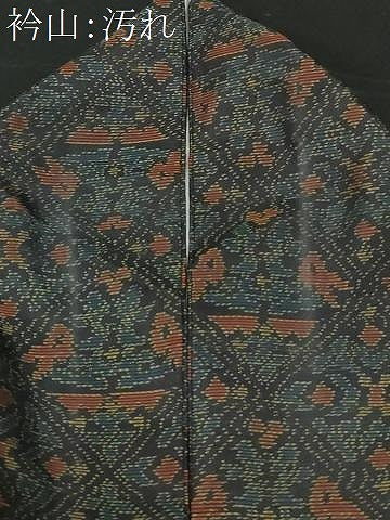 平和屋着物■本場大島紬 幾何学花文 正絹 逸品 CABE7689ev