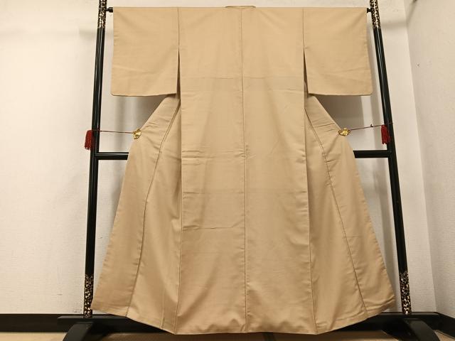平和屋着物●上質な紬 色無地 榛色 正絹 逸品 AABH5342ph
