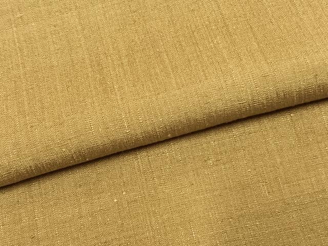 平和屋着物●結城紬 色無地 黄唐茶色 正絹 逸品 未使用 AABH4726fy