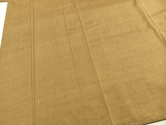 平和屋着物●結城紬 色無地 黄唐茶色 正絹 逸品 未使用 AABH4726fy