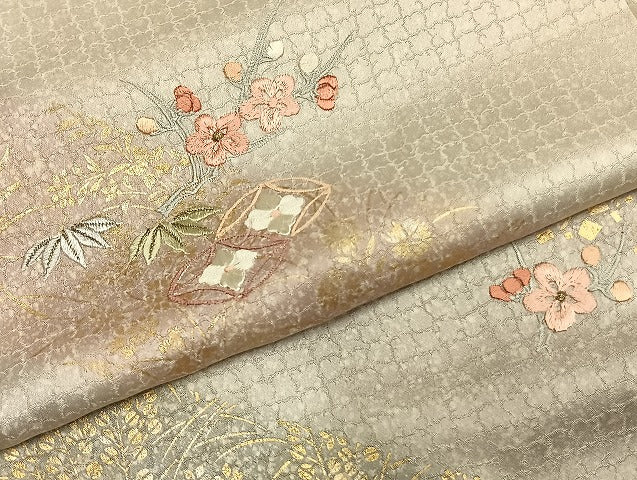 平和屋着物●訪問着 刺繍 枝梅文 金糸 金彩 やまと誂製 正絹 逸品 AABH4719fy