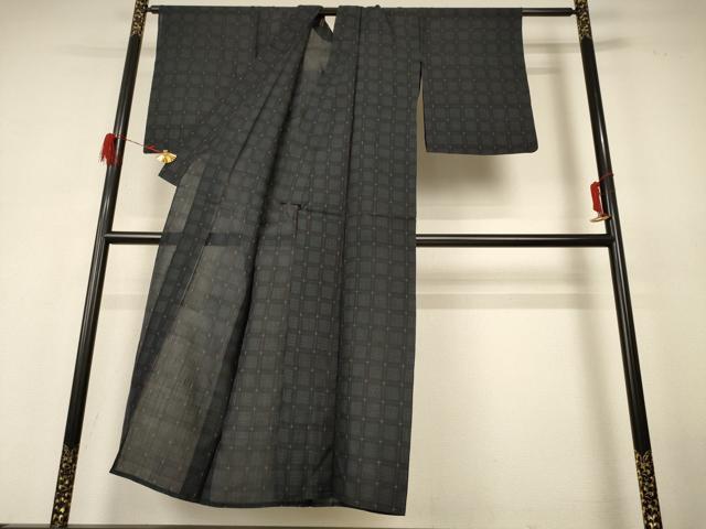 平和屋着物*夏物 紗紬 変わり格子 正絹 逸品 AABH6426jd