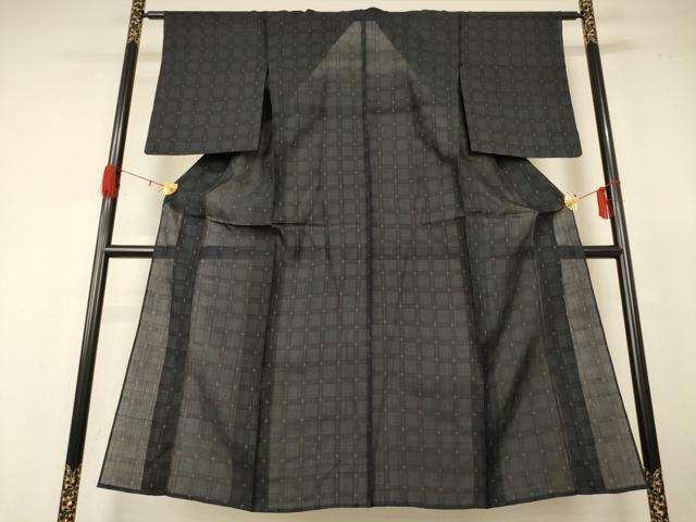 平和屋着物*夏物 紗紬 変わり格子 正絹 逸品 AABH6426jd