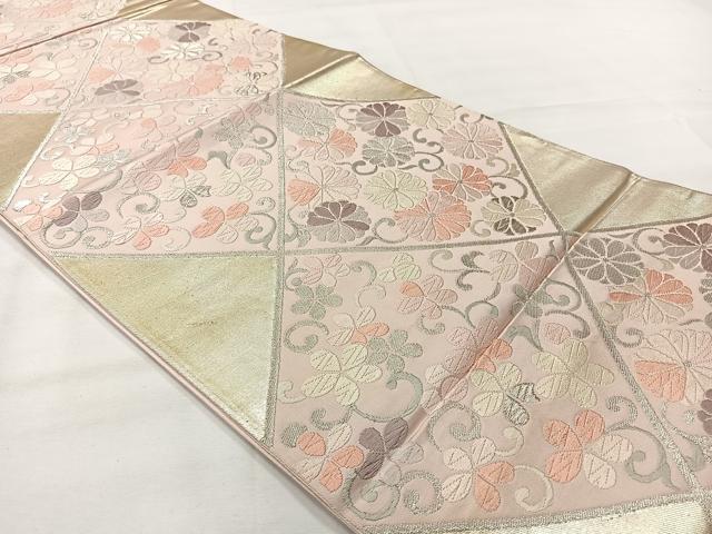 平和屋着物◎六通柄袋帯 唐織 花唐草文 銀糸 正絹 逸品 AABH5480uk