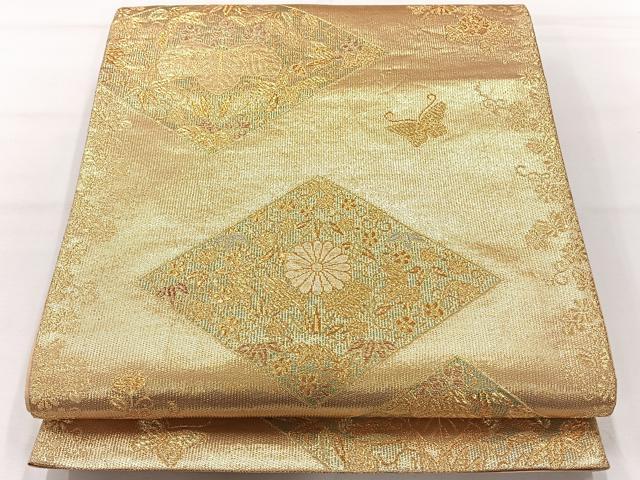 平和屋着物◎六通柄袋帯 花菱文 金糸 正絹 逸品 AABH5499uk