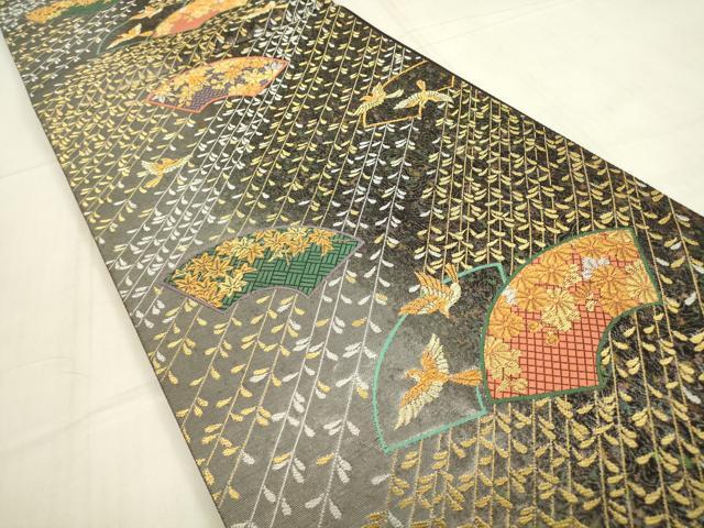 平和屋着物▼六通柄袋帯 誰が袖絵草子 花かすみ 金糸 引箔 正絹 逸品 DABE4094az