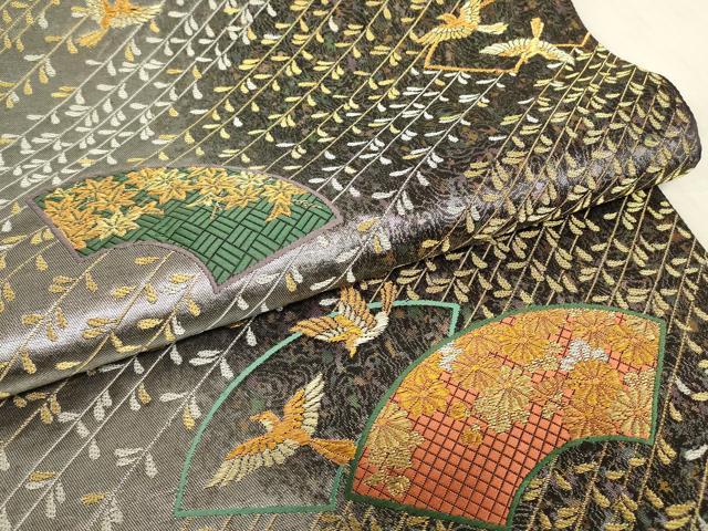 平和屋着物▼六通柄袋帯 誰が袖絵草子 花かすみ 金糸 引箔 正絹 逸品 DABE4094az