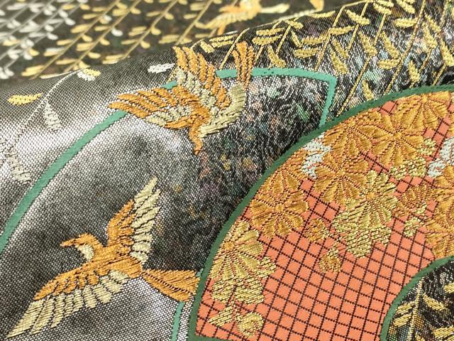 平和屋着物▼六通柄袋帯 誰が袖絵草子 花かすみ 金糸 引箔 正絹 逸品 DABE4094az