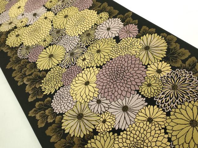 平和屋着物●極上 こむさでもーど・COMME CA DU MODE 六通柄袋帯 菊尽くし 黒地 金糸 逸品 DZAB6269kh6