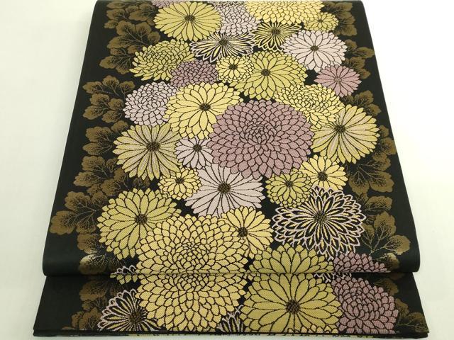平和屋着物●極上 こむさでもーど・COMME CA DU MODE 六通柄袋帯 菊尽くし 黒地 金糸 逸品 DZAB6269kh6