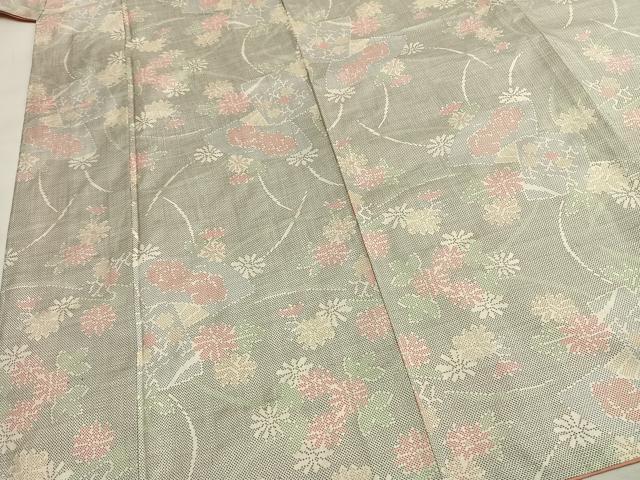 平和屋着物●本場大島紬 白大島 カタス7マルキ 扇面花文 正絹 逸品 AABH4799fy