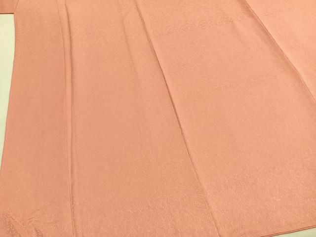平和屋着物●本草木染作家 瑞寶 色無地 紋意匠 珊瑚色 正絹 逸品 未使用 AABH4805fy