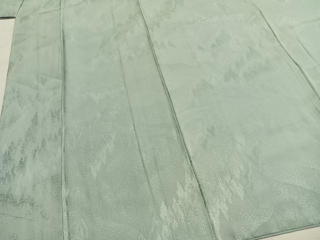 平和屋着物●上質な色無地 樹林地紋 千草鼠色 正絹 逸品 AABH4801fy