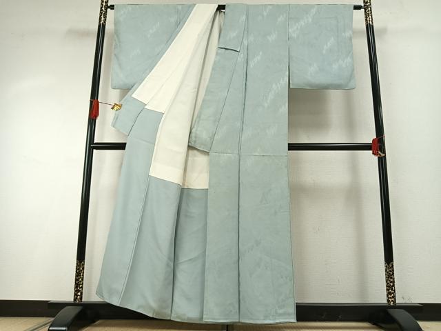平和屋着物●上質な色無地 樹林地紋 千草鼠色 正絹 逸品 AABH4801fy