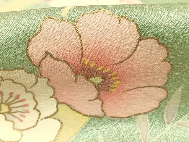 平和屋着物●訪問着 友禅 草花文 金彩 正絹 逸品 未使用 AABH4810fy