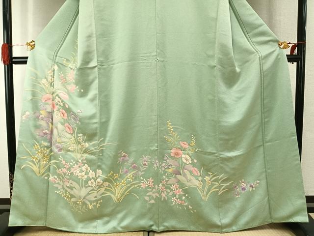平和屋着物●訪問着 友禅 草花文 金彩 正絹 逸品 未使用 AABH4810fy