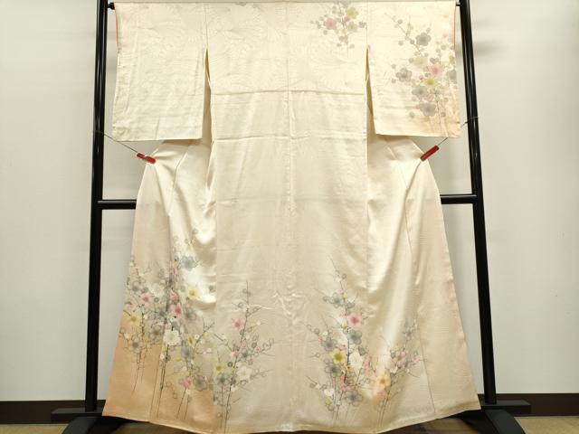 平和屋着物■訪問着 手描き 枝梅文 暈し染め 銀彩 正絹 逸品 CABE4265ou