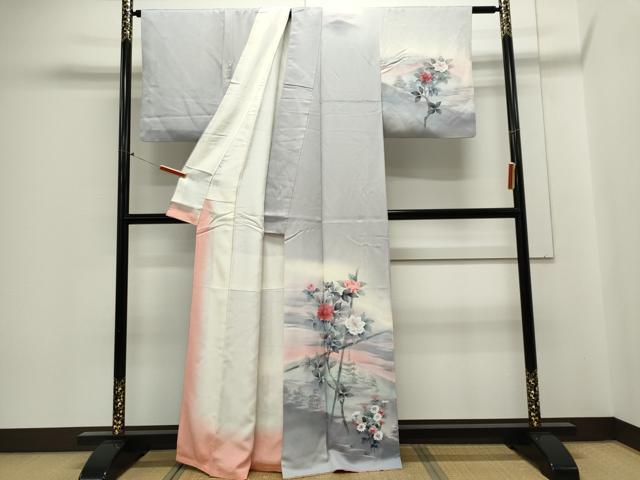 平和屋着物■訪問着 手描き 風景枝花文 暈し染め 正絹 逸品 CABE4243ou