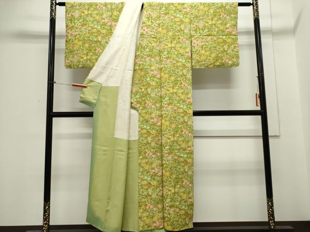 平和屋着物■上質な小紋 手描き 草花文 正絹 逸品 CABE4241ou
