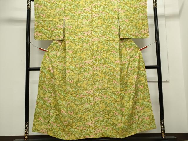 平和屋着物■上質な小紋 手描き 草花文 正絹 逸品 CABE4241ou