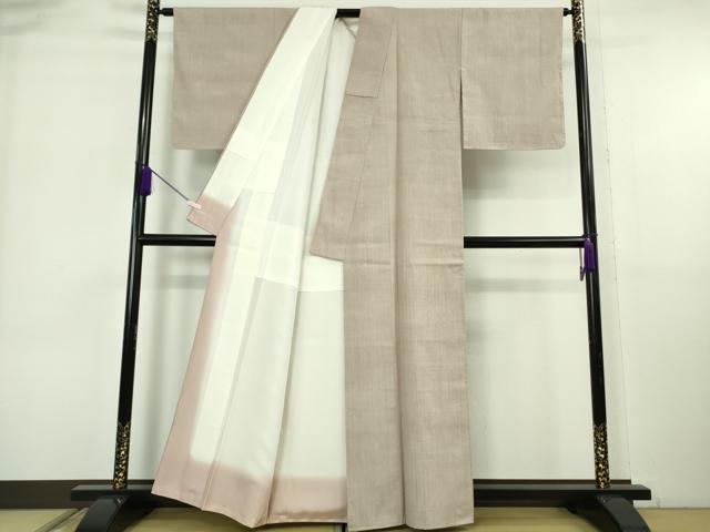 平和屋本店●極上 本場結城紬 重要無形文化財 色無地 薄柿色 奥順謹製 証紙付き 逸品 DZAA6814kh6