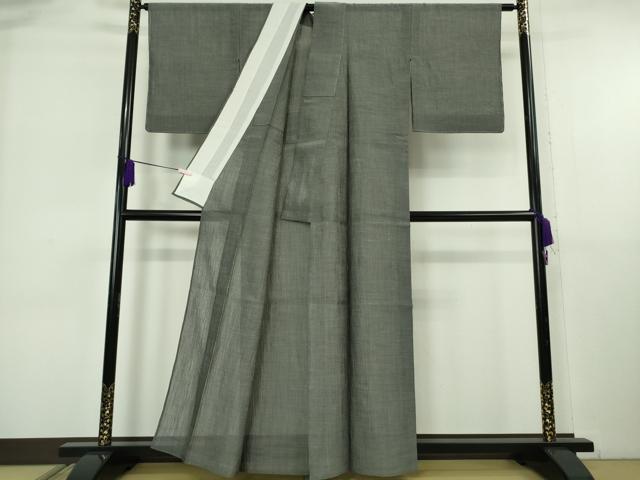 平和屋着物*極上 夏物 本場小千谷ちぢみ 色無地 灰色 杉山織物謹製 麻 証紙付き 逸品 未使用 DZAA7626kh6