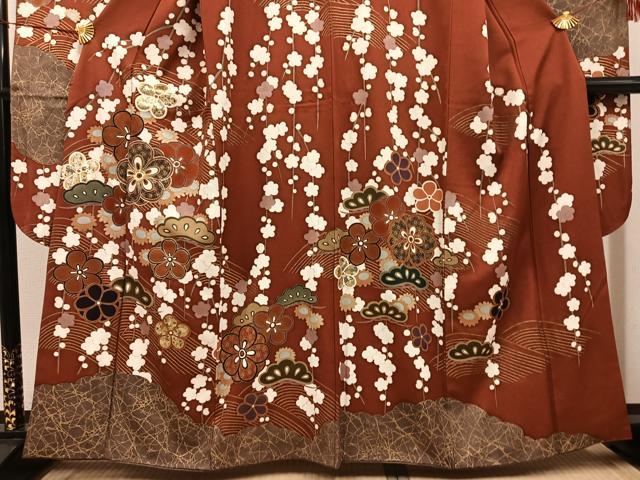 平和屋着物●豪華振袖 駒刺繍 梅松文 金彩 正絹 逸品 AABH6901ph
