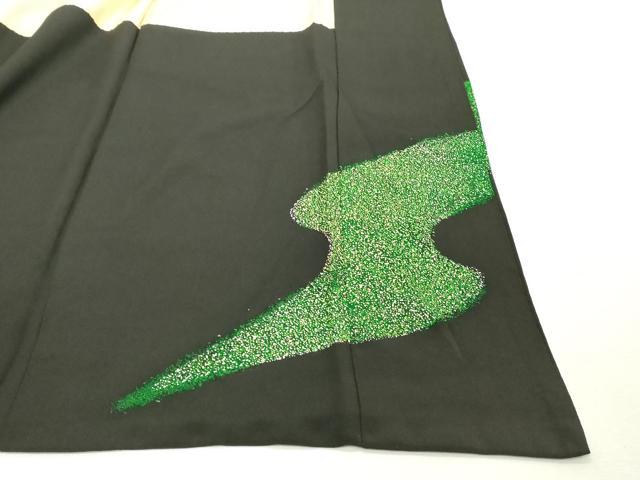平和屋着物■豪華黒留袖 刺繍 孔雀文 金彩 正絹 逸品 DABE2824cd