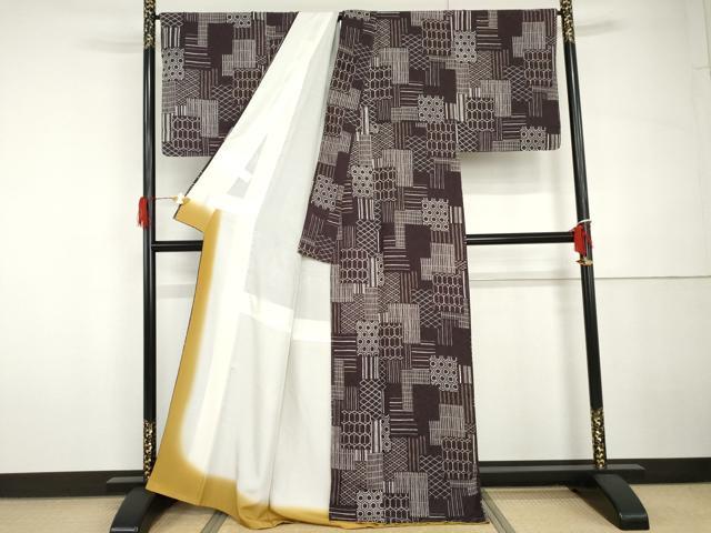 平和屋着物●上質な小紋 色紙重ね吉祥文 正絹 逸品 未使用 AABH3779cs
