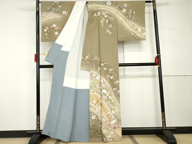 平和屋着物●訪問着 辻が花 吉祥草花文 暈し染め 金彩 正絹 逸品 AABH3799cs