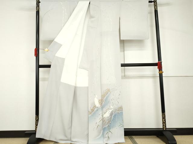 平和屋着物●京友禅作家 山科春宣 訪問着 白鷺 暈し染め 正絹 逸品 AABH7129cs