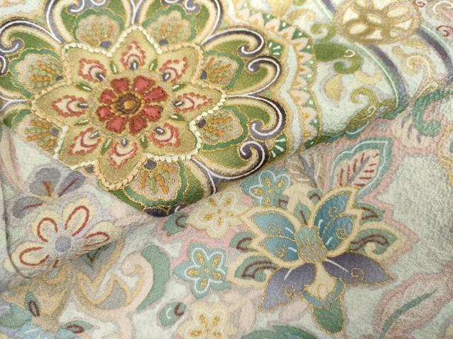 平和屋着物●訪問着 作家物 刺繍 正倉院更紗花鳥文 金彩 正絹 逸品 AABH7135cs